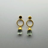 GREEN AMETHYST GOLD POST EARRINGS SONIA TONKIN