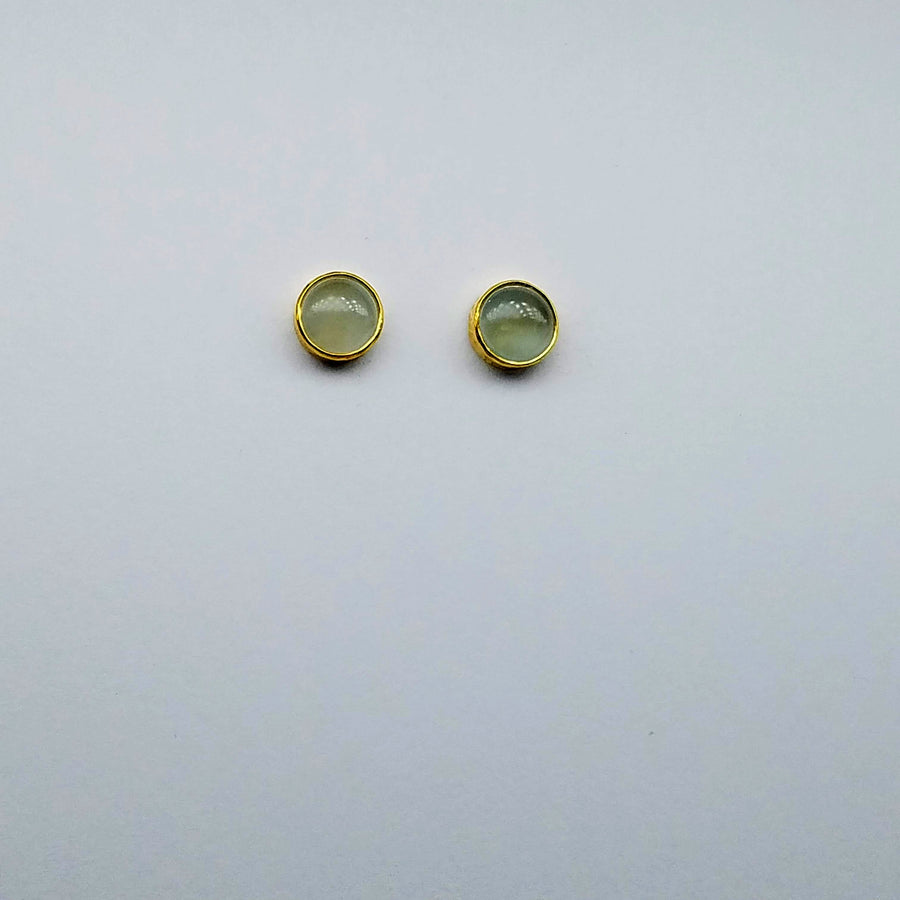 ROUND CABOCHON GOLD POST EARRINGS