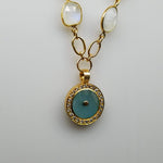 AQUAMARINE SUN DIAMONDS MOONSTONE GOLD NECKLACE SONIA TONKIN