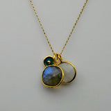 LABRADORITE MOONSTONE TRIO GOLD NECKLACE