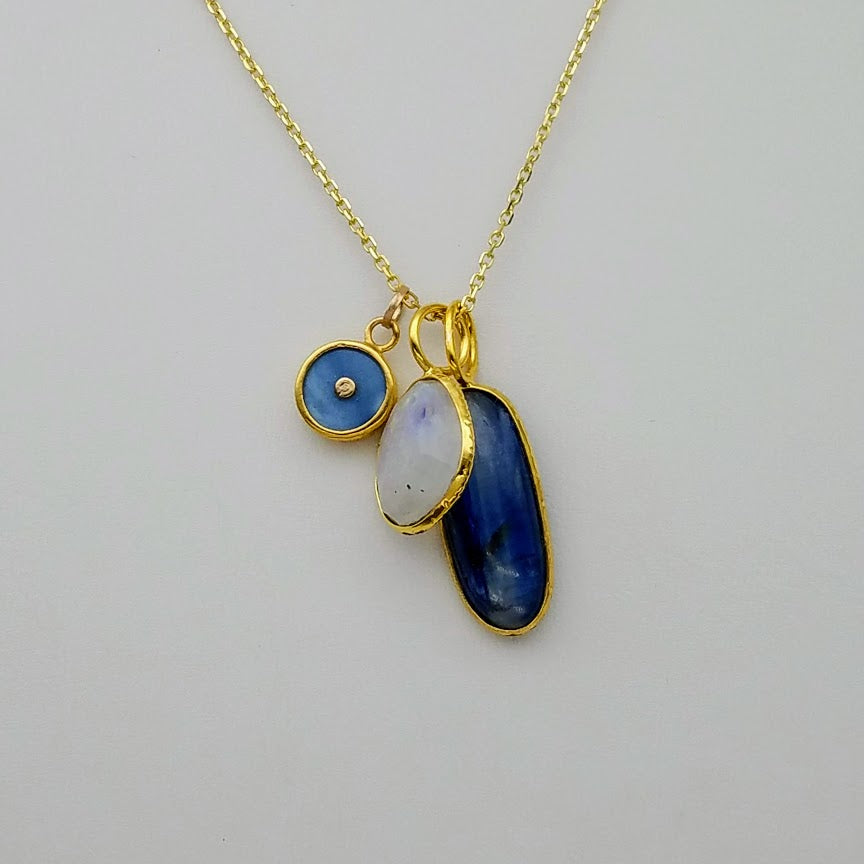 KYNITE MOONSTONE TRIO GOLD NECKLACE SONIA TONKIN