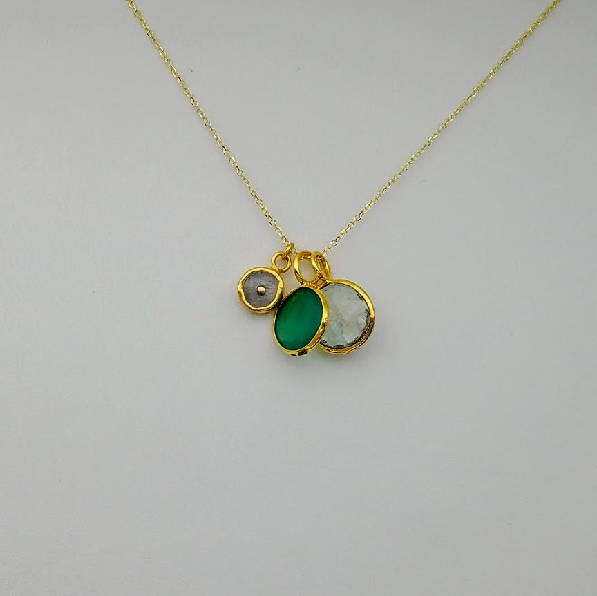 GREEN ONYX MOONSTONE GOLD NECKLACE SONIA TONKIN