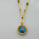 LABRADORITE MOONSTONE GOLD LINK NECKLACE