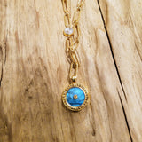 LABRADORITE MOONSTONE GOLD LINK NECKLACE