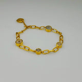 GOLD LINKS MOONSTONE SUN BRACELET