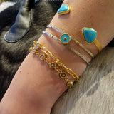 TURQUOISE OPEN GOLD BANGLE