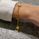 GOLD LINKS MOONSTONE SUN BRACELET