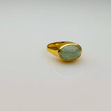 AQUAMARINE DOME 18 KT GOLD RING