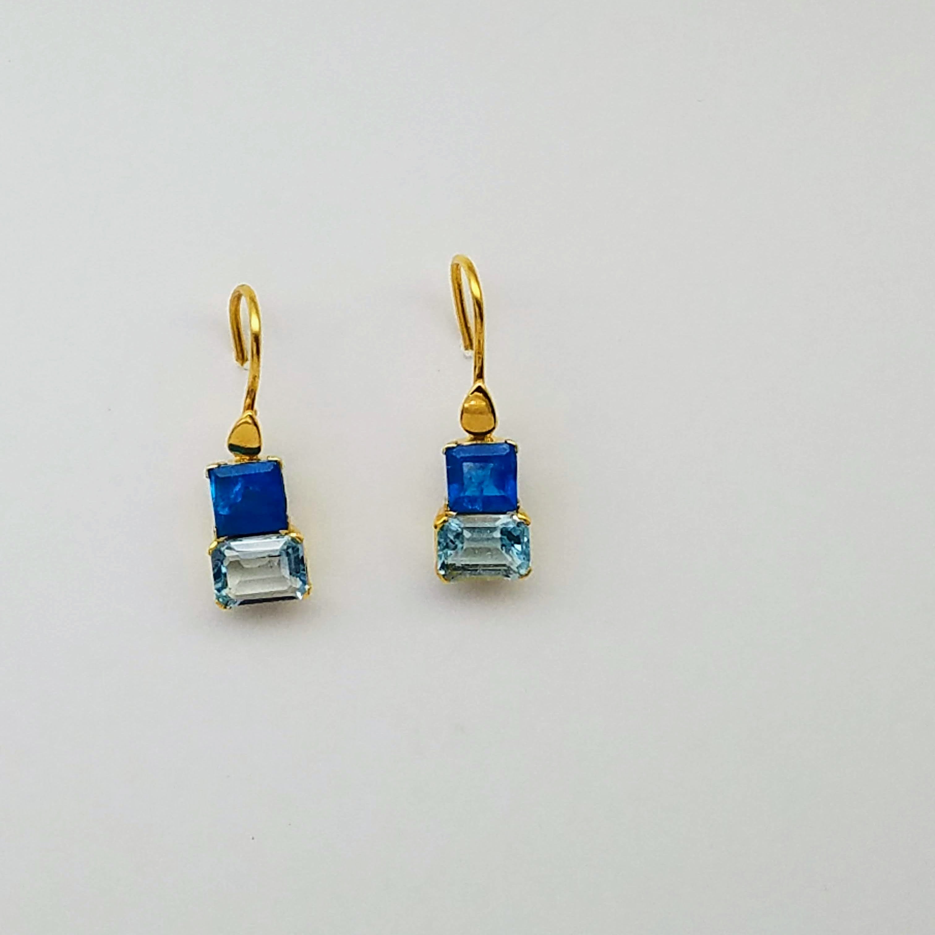 APATITE BLUE TOPAZ GOLD EARRINGS SONIA TONKIN