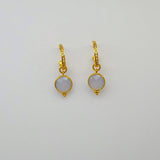 DIAMOND CHALCEDONY HOOP GOLD EARRINGS
