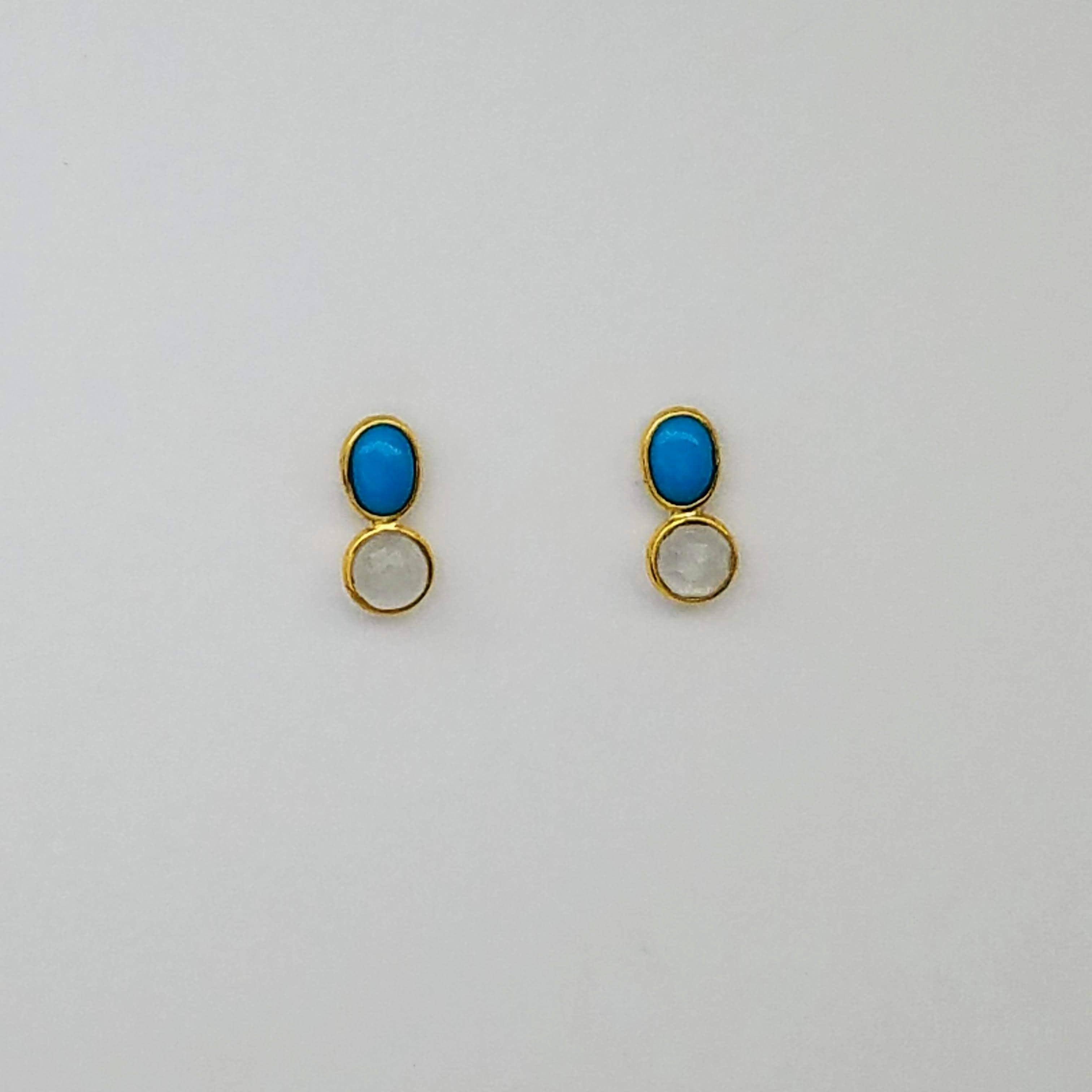 SLEEPING BEAUTY TURQUOISE MOONSTONE GOLD EARRINGS SONIA TONKIN