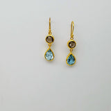 CITRINE BLUE TOPAZ GOLD EARRINGS SONIA TONKIN