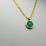 TURQUOISE GOLD SUN SYMBOL NECKLACE
