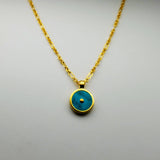 TURQUOISE GOLD SUN SYMBOL NECKLACE