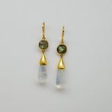 LABRADORITE MOONSTONE GOLD EARRINGS