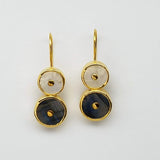 MOONSTONE LABRADORITE SUN SYMBOL GOLD EARRINGS
