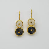 MOONSTONE LABRADORITE SUN SYMBOL GOLD EARRINGS