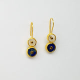 MOONSTONE JASPER SUN SYMBOL GOLD EARRINGS