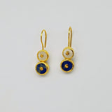 MOONSTONE JASPER SUN SYMBOL GOLD EARRINGS