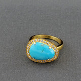 PAVE DIAMONDS TURQUOISE RING