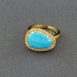 PAVE DIAMONDS TURQUOISE RING