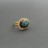 LABRADORITE PAVE DIAMONDS GOLD RING