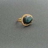 LABRADORITE PAVE DIAMONDS GOLD RING