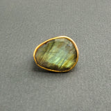 CHROMATIC GREEN LABRADORITE GOLD RING