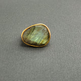 CHROMATIC GREEN LABRADORITE GOLD RING