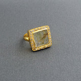 SQUARE BERYL DIAMONDS RING