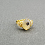Agate Dendrite Diamond gold ring
