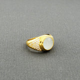 CABOCHON AQUAMARINE DIAMONDS GOLD RING