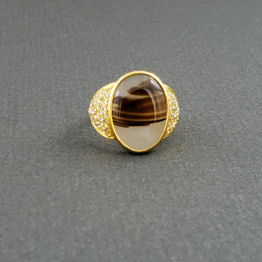 AGATE DENDRITE GOLD RING