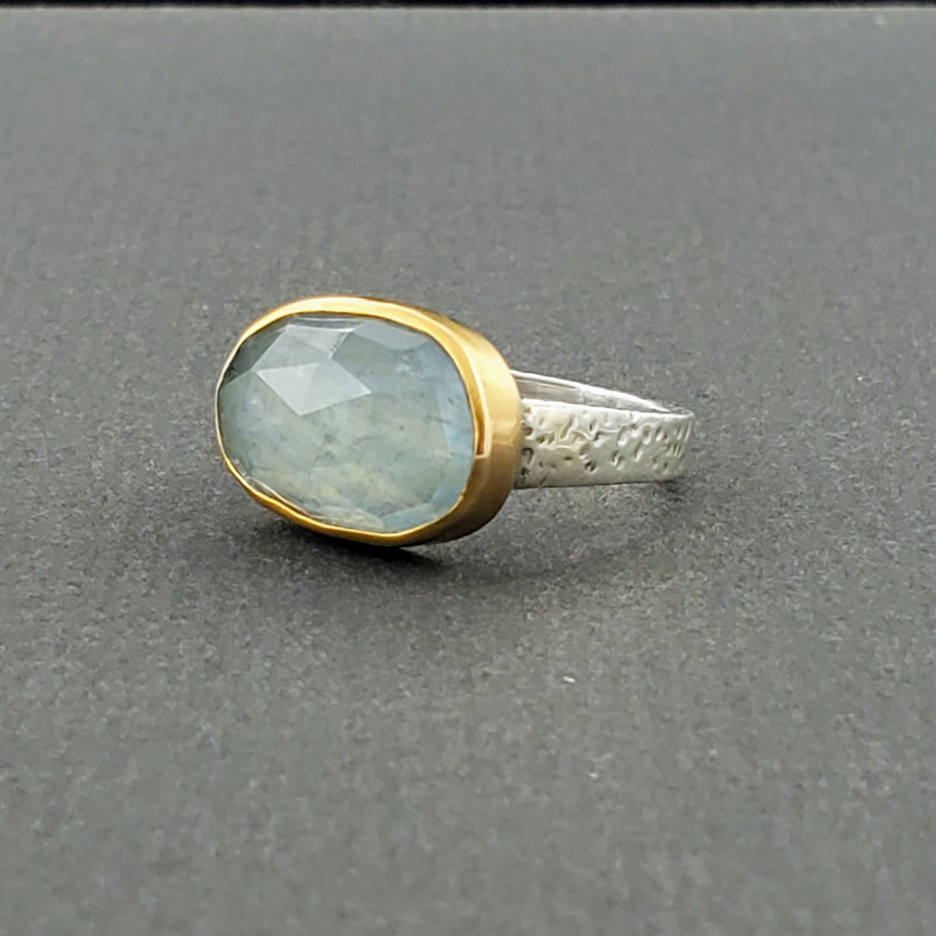 Organic Aquamarine gold Ring