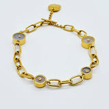 GOLD LINKS MOONSTONE SUN BRACELET