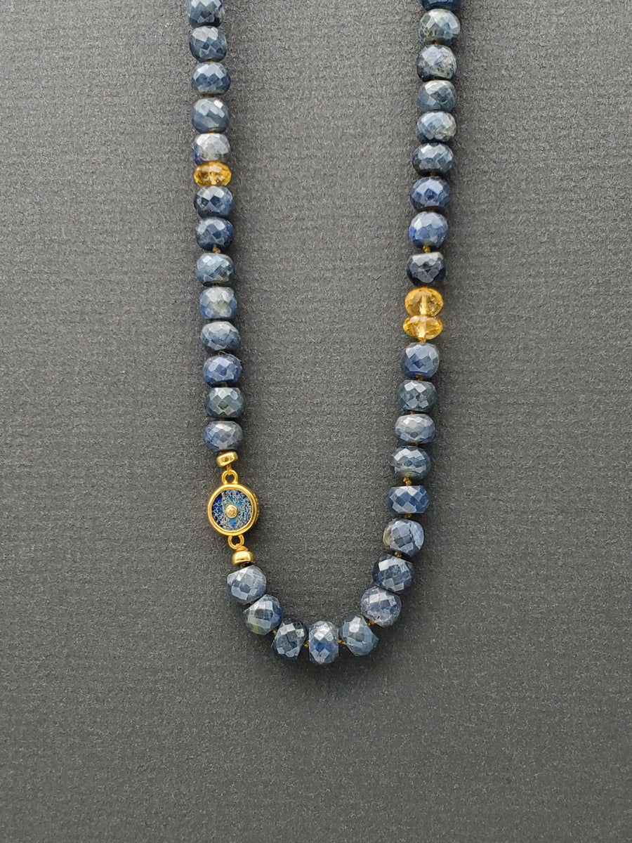 KNOTTED SAPPHIRE GOLD NECKLACE