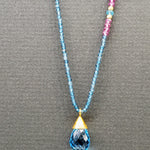Blue Topaz Gold Beaded Necklace