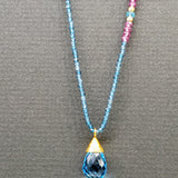 Blue Topaz Gold Beaded Necklace