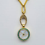 MOONSTONE DIAMONDS SAPPHIRES GOLD NECKLACE