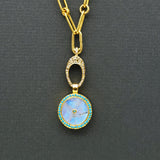 MOONSTONE DIAMONDS SAPPHIRES GOLD NECKLACE