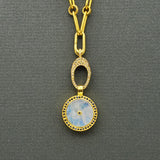 MOONSTONE DIAMONDS SAPPHIRES GOLD NECKLACE