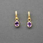 Amethyst Gold Earrings with huggies post