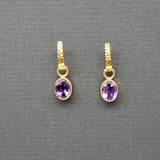 Amethyst Gold Earrings with huggies post