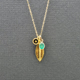 LEAF TRIO SUN PENDANT NECKLACE