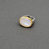 ORGANIC MOONSTONE MIXED METAL RING