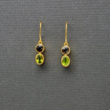 SMOKEY TOPAZ/PERIDOT GOLD EARRINGS