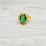 EMERALD PAVE DIAMONDS GOLD RING