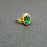 EMERALD PAVE DIAMONDS GOLD RING