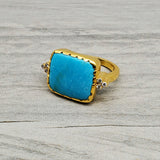 TURQUOISE DIAMONDS GOLD RING