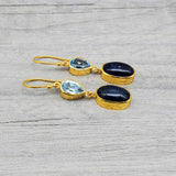 BLUE TOPAZ AND KYANITE GOLD EARRINGS